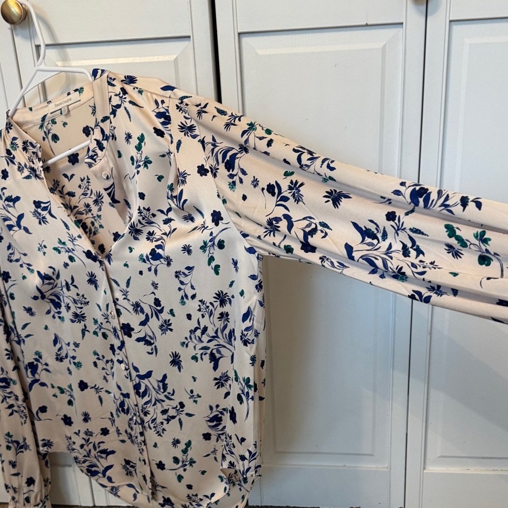 Favorite Daughter Cream Blouse with Navy & Green Floral Print - Picture 3 of 6